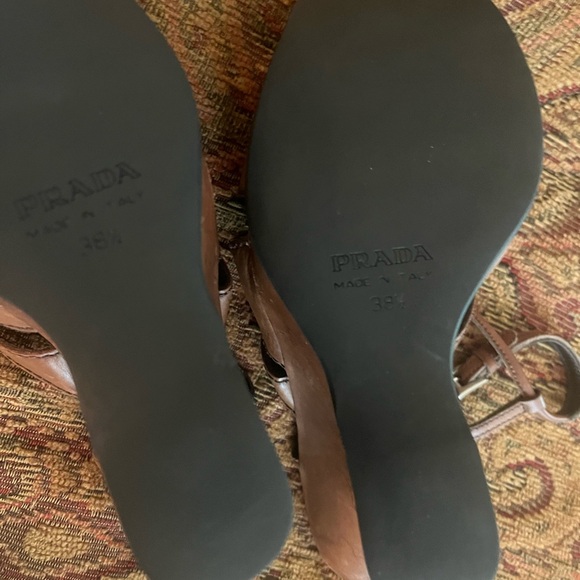 PRADA Brown leather wedges size 9 - Picture 4 of 10